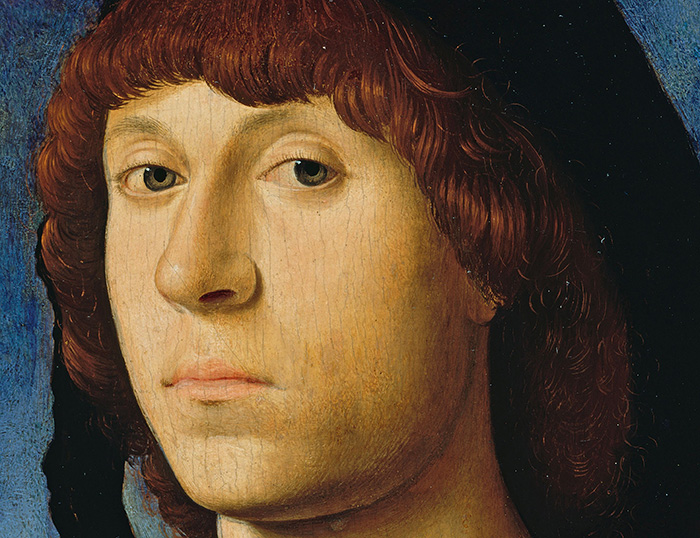 Antonello da Messina, Portrait of a Man, c. 1478, panel, 20.4 cm × 14.5 cm (8.0 in × 5.7 in), Gemäldegalerie, Berlin