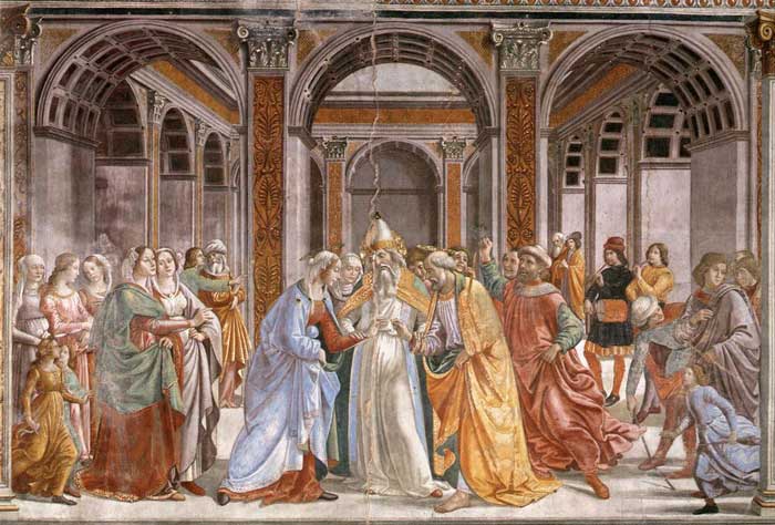 Domenico Ghirlandaio, The Marriage of the Virgin, fresco in the Cappella Tornabuoni, Santa Maria Novella, Firenze