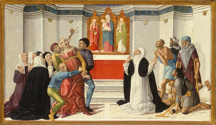 Girolamo di Benvenuto (1470–1525), St. Catherine of Siena Exorcising a Possessed Woman, circa October 1500, Denver Art Museum