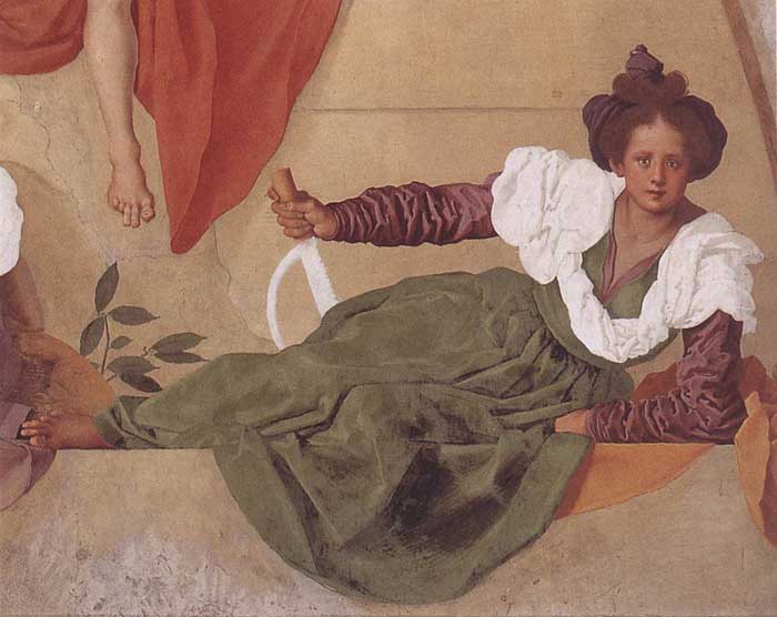 Jacopo Pontormo, Vertumnus and Pomona (detail, reclining woman), 1519-21, Villa Medicea di Poggio a Caiano, Poggio a Caiano


