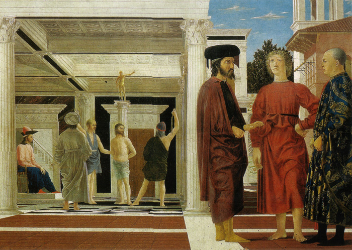 Piero della Francesca, The Flagellation, c. 1455, Oil and tempera on panel, 59 x 82 cm, Galleria Nazionale delle Marche, Urbino
