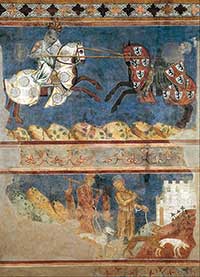 Sala di Dante, Museo Civico, San Gimignano. Azzo di Masetto, Tournament and Hunting Scenes (1289)
