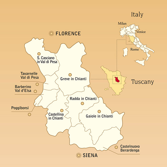 Chianti wine regions map