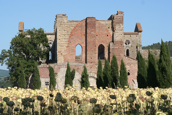 The roofless Abbey of San Galgano, Chiusdino, Tuscany