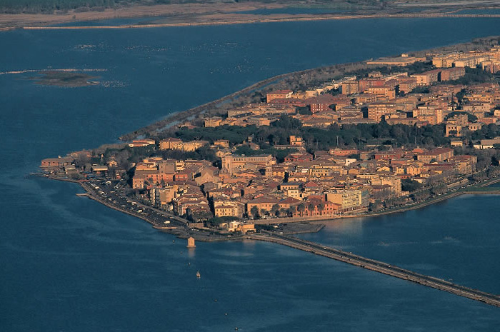 View of Orbetello, from Monte Argentario, Tuscany, Italy